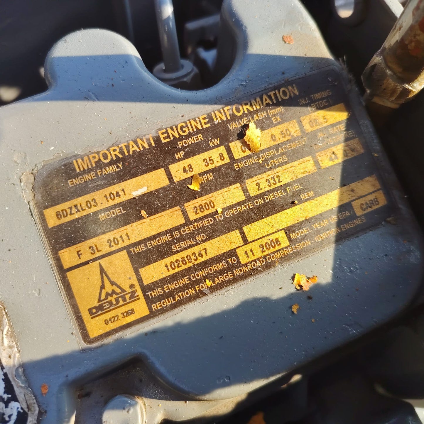 DEUTZ 3 CYL DEUTZ 2011 6DZXL03.1041 / F3L2011